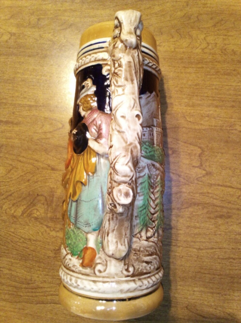 Vintage KW Star 9.5" German-Style Ceramic Beer Mug Tavern Relief Scene/Castle - Picture 3 of 15